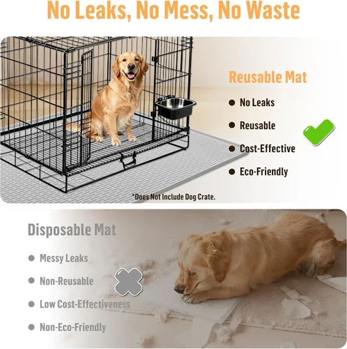 Miniatura 3 de Tapete de silicona para cama de perro, 34 x 22 pulgadas, tapete para jaulas de perro, alfombrilla para perrera con borde elevado, lavable
