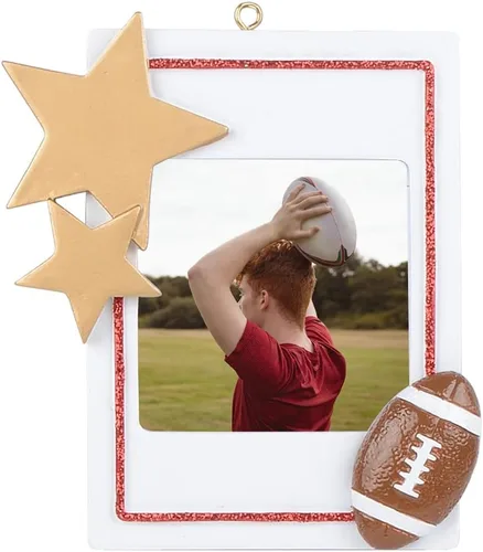 Marco de fotos de fútbol 2026, adorno de fotos personalizado de Navidad, decoración de estrella de fútbol para árbol de Navidad y escritorio, adorno