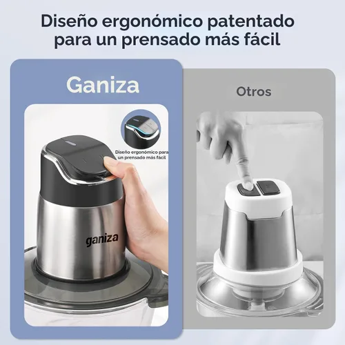 Miniatura 4 de Ganiza Procesador de alimentos, picadora de alimentos y moledora de carne de 2 velocidades con tazones de 8 tazas de acero inoxidable y 8 tazas