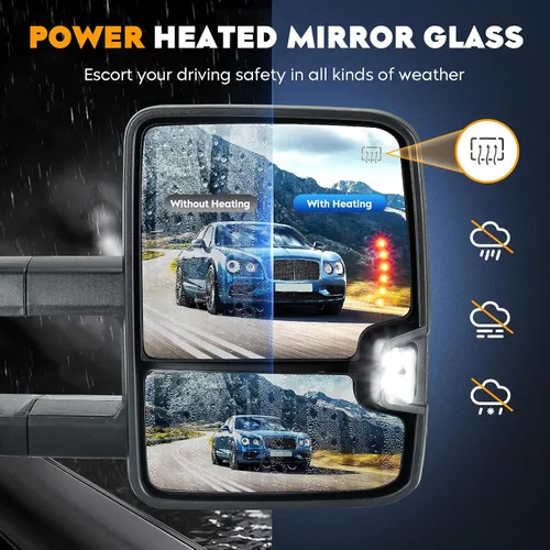Miniatura 5 de Espejos de remolque cromados para Chevy GMC 2014-2018 Silverado 1500 Sierra 1500 2500 3500 HD, 2015-18 Silverado 2500 3500 HD, con calefacción