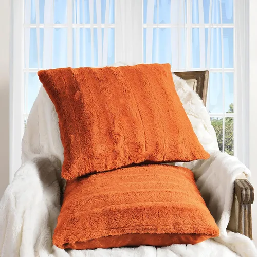 Miniatura 14 de Cheer Collection Almohadas decorativas de otoño para sofá, juego de 2 almohadas de piel sintética para sofá, acogedoras almohadas de otoño para sala