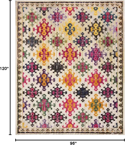 Miniatura 2 de SAFAVIEH Monaco Collection - Alfombra para pasillo, 2.2 x 6 pies, diseño bohemio de enrejado de diamantes, no desprende pelusa y de fácil cuidado