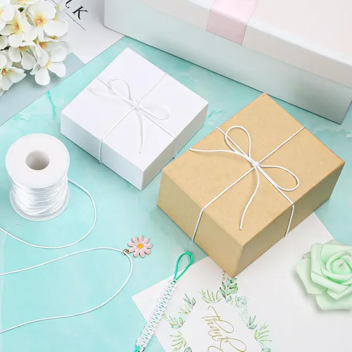 Miniatura 7 de Anezus Cordón de nailon blanco, cuerda de nailon para manualidades, cuerda de satén sedoso para pulseras trenzadas, collares colgantes, llaveros