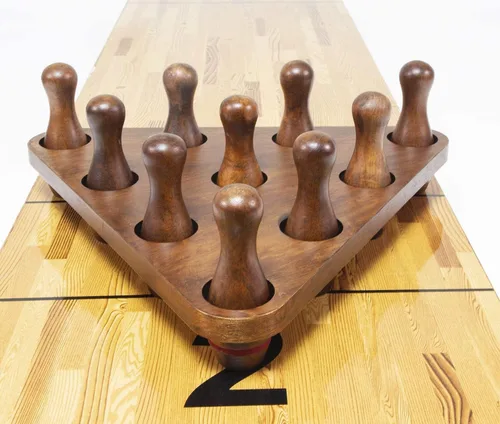 Miniatura 4 de Juego de alfileres de bolos de tejo con 10 pines de bolos de madera dura de alta calidad, bola de boliche triangular Durabel de resina y bolsa