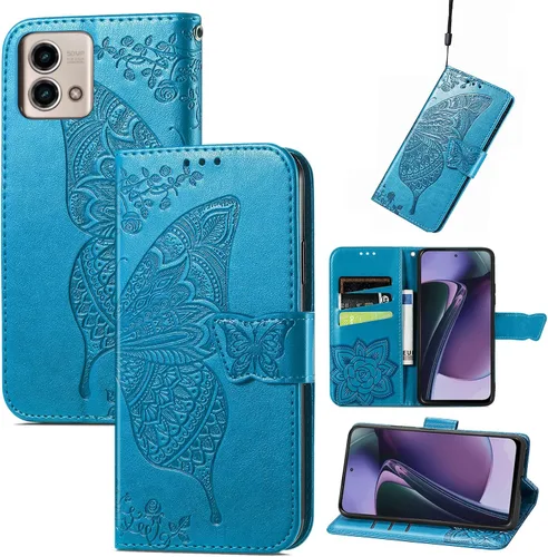 Miniatura 13 de GYHOYA Funda tipo cartera compatible con Moto G Stylus 5G 2023 para mujer, de piel, con función atril magnético y tarjetero, funda protectora