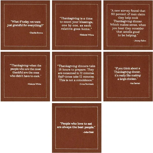 Miniatura 5 de Five Star Napkins Servilletas con citas de Acción de Gracias, naranja, marrón y rojo, 4.5 x 4.5 pulgadas, 100% algodón, paquete de 50