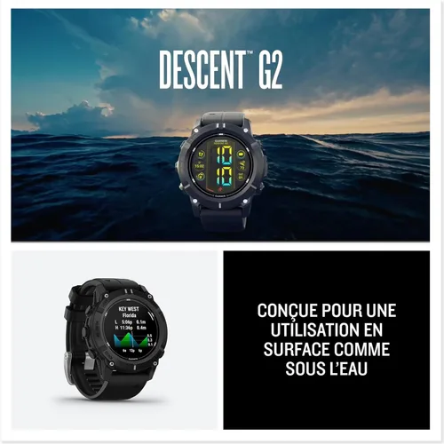 Miniatura 8 de Garmin® Descent™ G2, Watch-Style Dive Computer, Bright AMOLED Display, Multiple Dive Modes, Health and Wellness Features, Black with Black Band