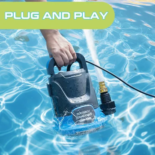 Miniatura 2 de Bomba de sumidero 1.1HP Bomba de agua sumergible 4700GPH Bomba de agua de transferencia portátil eléctrica para piscina Drenaje sótano Azul