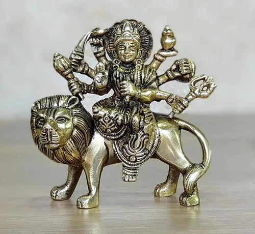 Miniatura 5 de eSplanade Ídolo Maa Durga/MATA Rani de latón, estatua, moorti, murti para mandir del hogar y decoración del hogar (4.6 pulgadas)