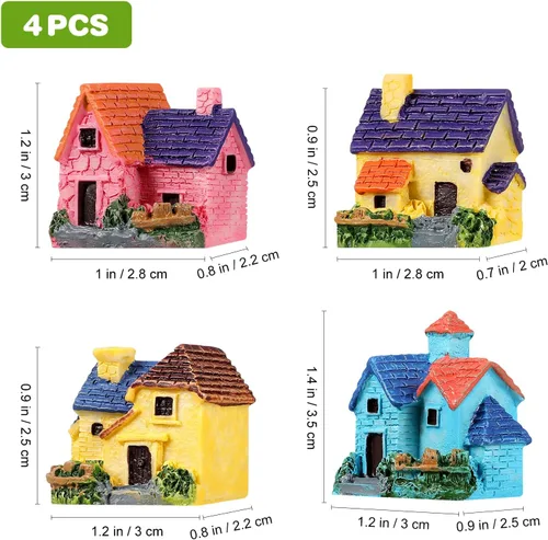 Miniatura 2 de TINKSKY 4 piezas de casa de muñecas en miniatura, bonsái, manualidades, jardín, resina, paisaje, bricolaje, decoración de villa, regalo