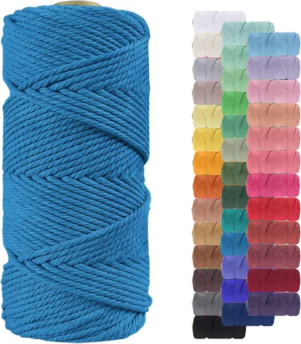 Miniatura 38 de Cuerda de macramé de 0.079 in para 219 yardas, cuerda de algodón natural para manualidades, hilo de cuerda de macramé de colores para colgar