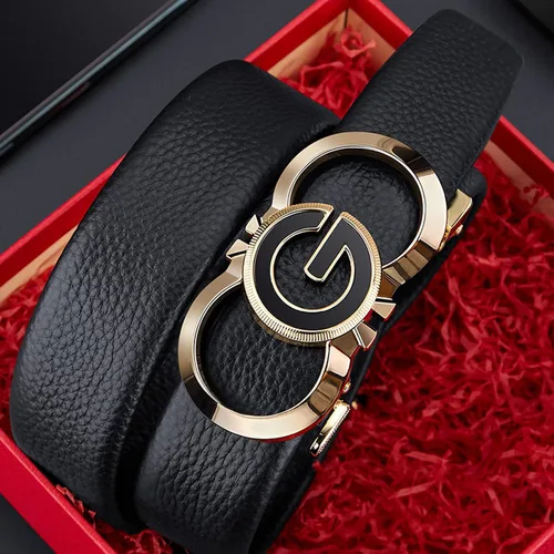 Miniatura 4 de Leather ratchet Belts for Men Automatic Buckle Casual Work Dress Belt with Gift Box