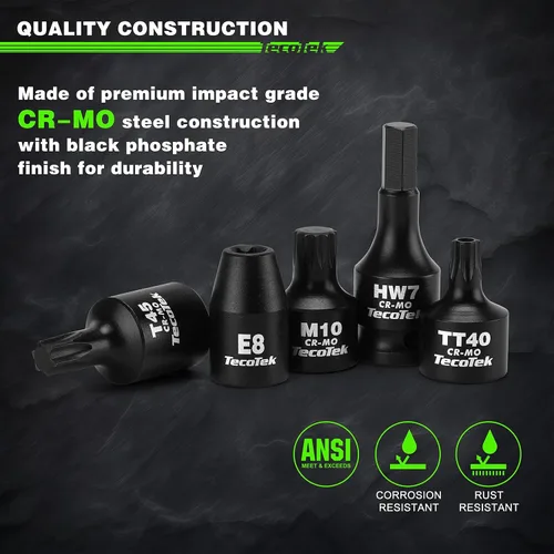 Miniatura 5 de TecoTek Juego de 84 piezas de 3/8 pulgadas Drive Master Hex Bit Impact Socket Set, Impact Allen Bit Socket Set, Star Bits, Stubby Bits, estrella a