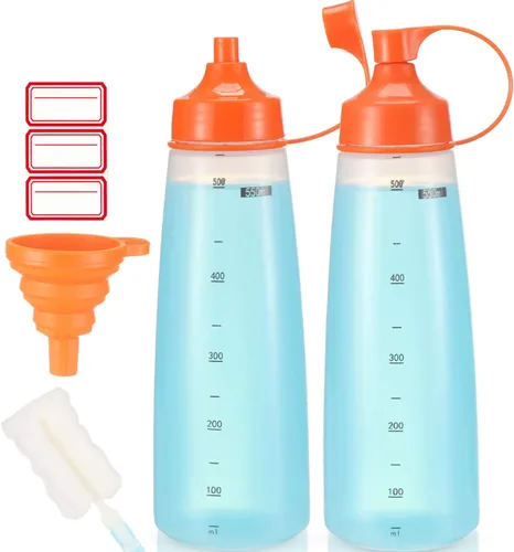 Miniatura 9 de Botellas de plástico para condimentos para salsas de boca ancha, dispensador de botellas para aderezo de ensalada, aceite de cocina, salsa