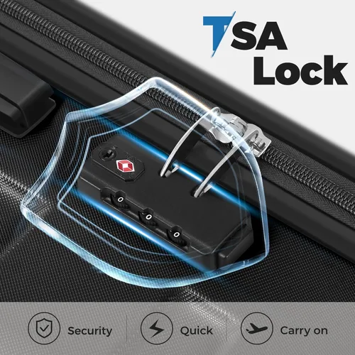 Miniatura 5 de Krute Equipaje con ruedas giratorias Maleta rígida PC ABS TSA Lock Ligero, Negro