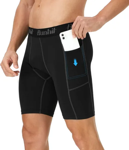 Miniatura 2 de Runhit - Pantalones cortos deportivos de compresión para hombre, de elastano para correr y entrenar