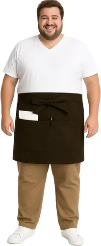 Miniatura 10 de Urby Delantales de cintura/medio para mujer con bolsillos talla grande delantal XL XXL o cintura W40+, mandiles para mujer para trabajo Blanco