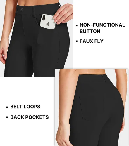 Miniatura 5 de Amoy Pantalones de vestir para mujer, pierna rectacorte de bota, pantalones de trabajo elásticos, pantalones de oficina, negocios, casual, golf