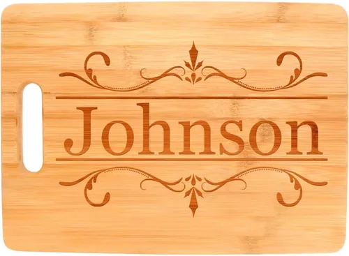 Miniatura 2 de Regalo de boda personalizado Parejas Texto personalizado Nombre de familia Tabla de cortar de madera en forma de rectángulo personalizado