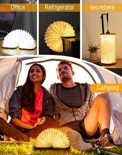 Miniatura 6 de Originality - Lámpara de acordeón plegable, lámpara de escritorio de madera portátil, regalos japoneses, linterna de papel LED creativa con USB