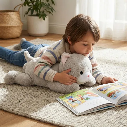 Miniatura 2 de WEIGEDU Animal de Peluche de Gato con Peso con Ojos Bordados y Paquete de Peso Extraíble - 20 Pulgadas, 2.3 Libras para Niños y Adultos