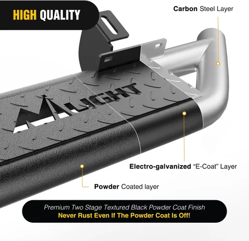 Miniatura 3 de Nilight Estribos para Wrangler JK 2007-2018 y Unlimited de 2 puertas, sistema de doble viga mejorado, escalón lateral, antideslizante, texturizado