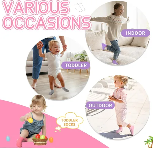 Miniatura 6 de HYCLES Calcetines para niña, 12 pares de calcetines antideslizantes para niñas de 1 a 7 años