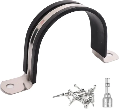 Miniatura 10 de Abrazaderas de tubo, abrazaderas de conducto acolchadas de goma y acero inoxidable 304 (SCH 1 pulg (Φ 32 MM) - Paquete de 10)