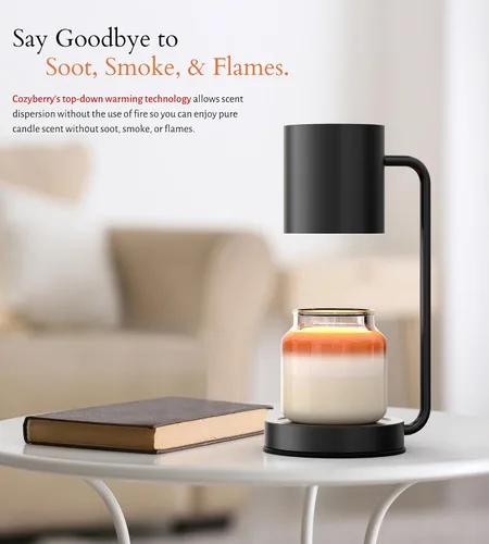 Miniatura 4 de Cozyberry® Querencia™ - Lámpara calentadora de velas, temporizador de 1, 2, 4 horas, 2 bombillas incluidas, compatible con todas las velas, lámpara