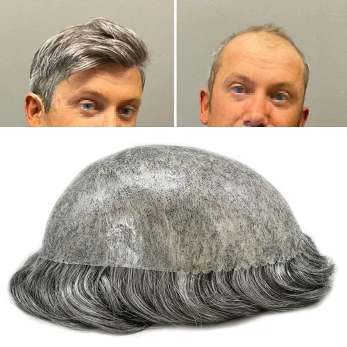 Miniatura 52 de Toupee for Men Hair Piece Real Human Hair Full Poly Skin Mens Toupee Mens Hair System Injected PU Hair System Invisible Hairpiece for