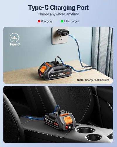 Miniatura 5 de SEALIGHT - Mini aspiradora de mano inalámbrica para automóvil, con succión de alta potencia de 21000 Pa, dos baterías de larga duración, 18 V/120 W