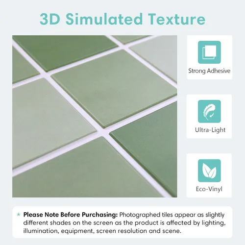 Miniatura 3 de Commomy 10 azulejos 3D mate para despegar y pegar de 11.8 x 11.8 pulgadas, ultraligero de PVC, cuadrado, despegar y pegar para cocina, azulejos