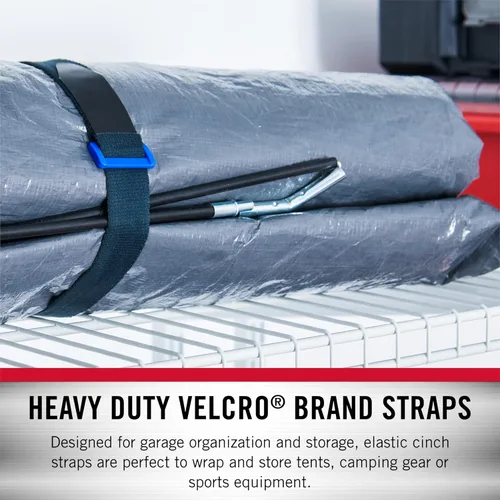 Miniatura 5 de VELCRO Brand Organización de garaje Correas elásticas con hebilla Paquete de postes y estacas, organiza cables de herramientas eléctricas