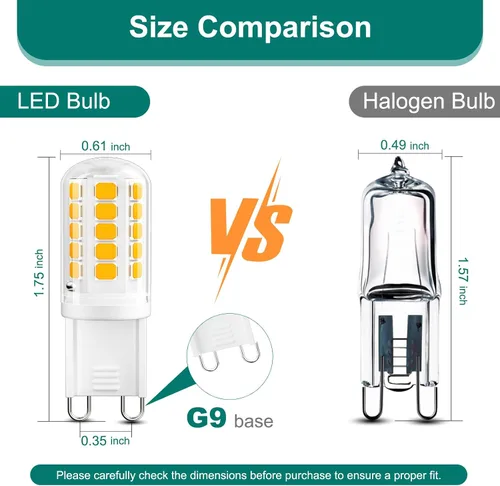 Miniatura 4 de DiCUNO Bombilla LED G9, 2700 K, luz blanca cálida suave, bombillas LED G9 de 4 W, equivalente a halógeno de 40 W, no regulable, 400 LM, base bipin