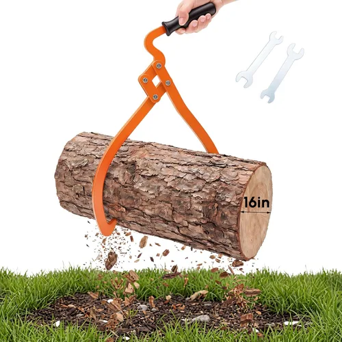 Miniatura 8 de Blulu 1 Pcs 16 Inch 2 Claw Log Tongs Logging Skidding Tongs with Non Slip Grip Stainless Steel Hand Log Grapple Lifter Handling, Dragging, Carrying
