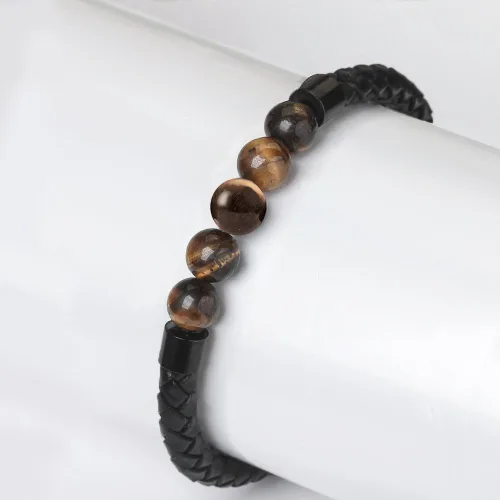 Miniatura 5 de Ckysee Healing Balancing Genuine Leather Beads Bracelet Magnetic Clasp Bracelet 8.5