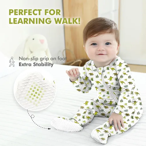 Miniatura 5 de HAPIU - Pijama de bambú con pies para bebé, con cremallera frontal de 2vías, mamelucos Sleep 'N Play, de 0a 24meses