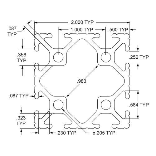 Miniatura 2 de 80/20 INC., 2020, 10 Series, 2" x 2" t-slotted extrusión X 57" de largo