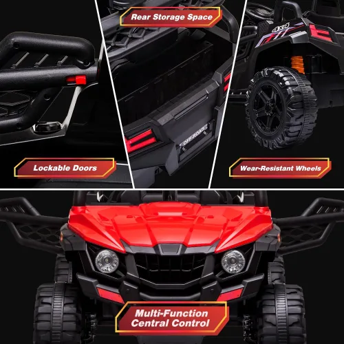 Miniatura 2 de UTV para niños con control remoto, ruedas eléctricas de 12 V para niños, juguetes con suspensión de resorte, FM, luces LED, puerto auxiliar, música