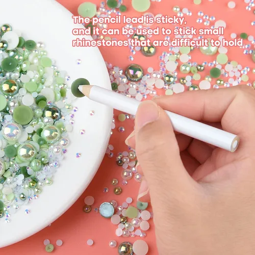 Miniatura 5 de ASTARON 50g Mezcla de Piedras Planas de Imitación con Perlas Medias para Manualidades, Tamaño Mixto 3mm-10mm, Piedras de Imitación de Parte Plana