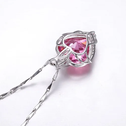 Miniatura 4 de Merthus Collar de plata de ley 925 creado con corazón de topacio arcoíris de fuego místico para mujer joyería de regalos para esposa