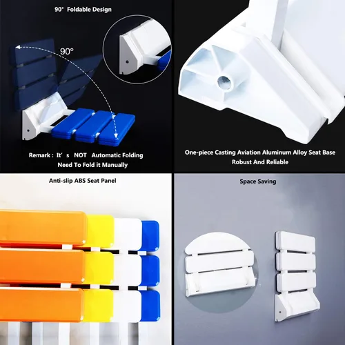Miniatura 2 de Asiento de ducha plegable Baño Drop-Leaf Taburete de pared (azul)