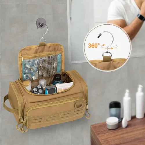 Miniatura 4 de Neceser táctico para hombres, bolsa de higiene colgante, kit organizador de viaje para afeitarse, artículos esenciales de ducha y artículos de aseo