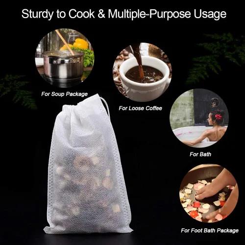 Miniatura 7 de 100 bolsas de té grandes – Bolsas de filtro de té vacías desechables sin desorden bolsas de malla con cordón para concentrado/café helado, hierbas
