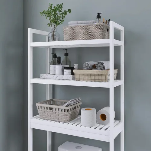 Miniatura 8 de SMIBUY Estante de almacenamiento de baño, estante organizador de bambú sobre el inodoro, ahorro de espacio de inodoro independiente con estantes
