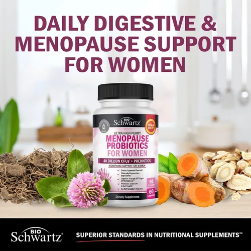 Miniatura 7 de BioSchwartz Suplemento probiótico para la menopausia para mujeres (suministro de 2 meses) más multivitamínico diario para mujeres de 50 años o más