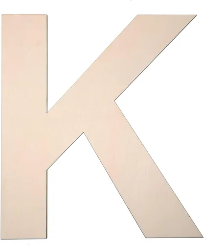 Letra K de madera de 12 pulgadas de grosor, letra de madera grande sin terminar de 1/4 de pulgada de grosor para manualidades, decoración de pared