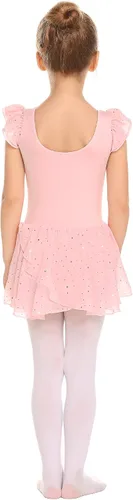 Miniatura 5 de Arshiner - Vestido de ballet para niñas con mangas con volado malla con falda tutú