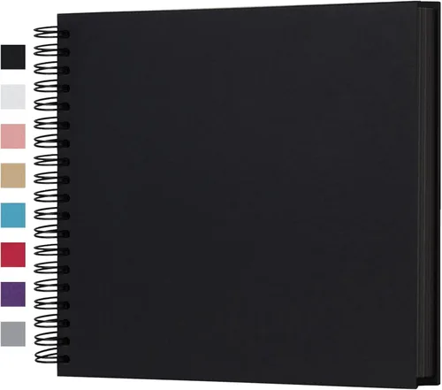 potricher Álbum de scrapbook DIY de 10 x 10 pulgadas, 80 páginas de papel kraft grueso negro en blanco, libro de recuerdos para bodas y aniversarios