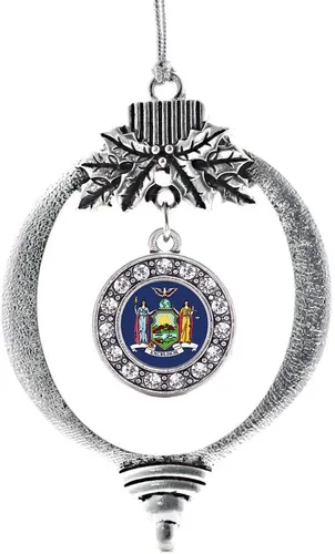 Miniatura 154 de Inspired Silver - Twin One - Adorno festivo de Navidad de plata - Adorno festivo de árbol de Navidad con dije de círculo y circonita cúbica